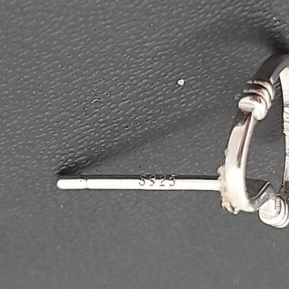 Sterling‎ Silver Heart-Shaped Stud Earrings With Rubber Backings - Picture 5 of 5